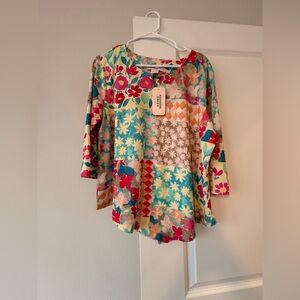 Allison Daley Multicolor Patchwork Floral Tunic